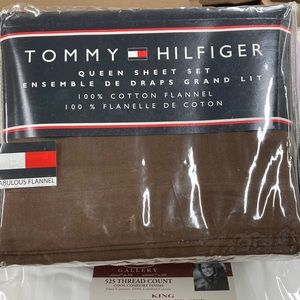 Tommy Hilfiger queen hundred percent cotton flannel sheet set chocolate brown